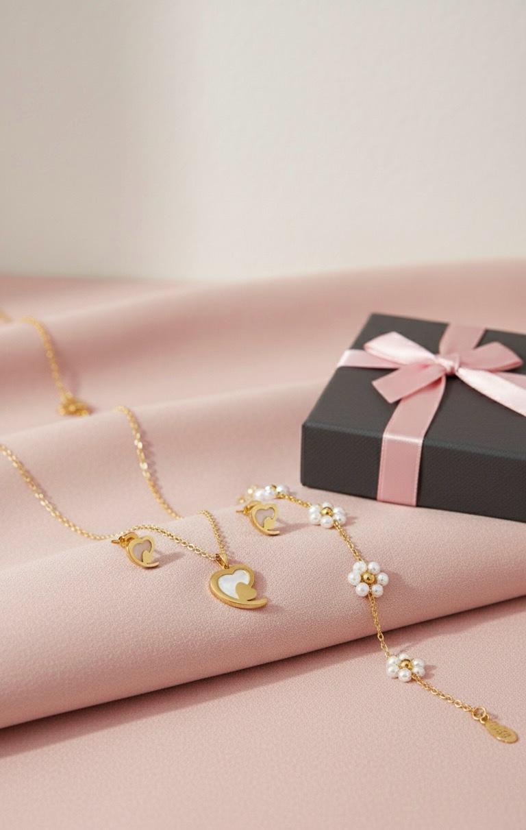 Dainty Love & Pearl Set