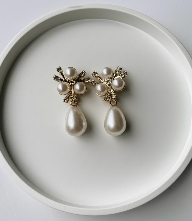 Gold-Tone Cluster Drop Earrings.