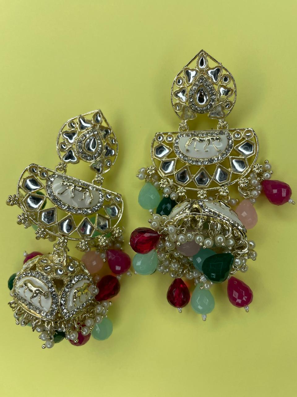 Traditional and elaborate chandelier-style earrings.