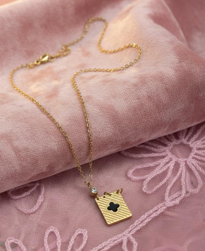 Black Clover Gold Necklace & Bracelet Set.