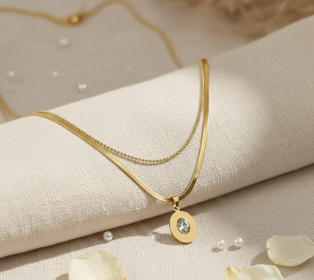 Herringbone Layered Necklace.